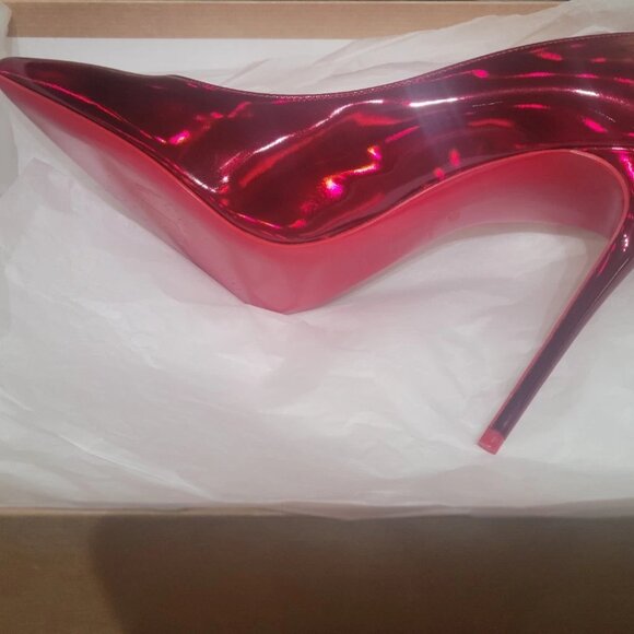 Excellent Condition Christian Louboutin SO KATE 100 Metallic Loubi Red Heels! - Picture 16 of 16